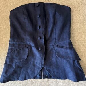 Stellah Midnight Blue Strapless Blouse